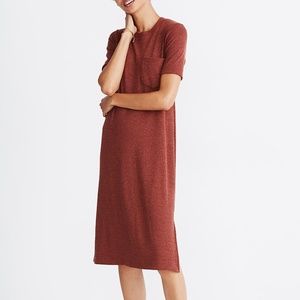 MADEWELL HEATHER RUSTY SHORT SLEEVE RIBBED POCKET TEE MIDI DRESS